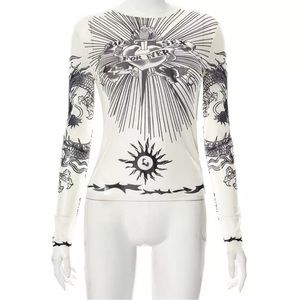 JPG style print sheer top Size S